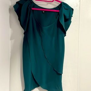 Teal layered look blouse